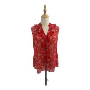 CAbi Chiffon Crush Floral Blouse, Size S
